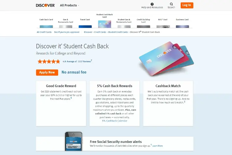 Discover it® Student Cash Back