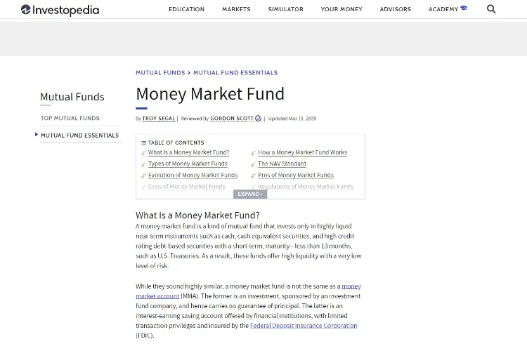 Earning profit through      Money-MarketMutual Funds    is a great idea