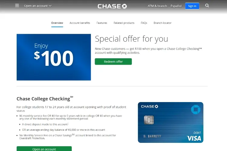 Chase Checking account