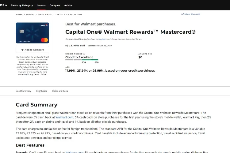 Capital One Walmart Reward Card