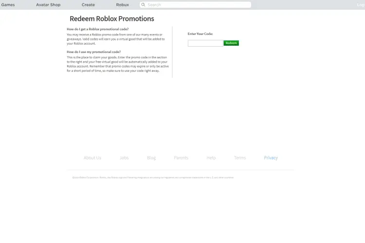Roblox Promo Code